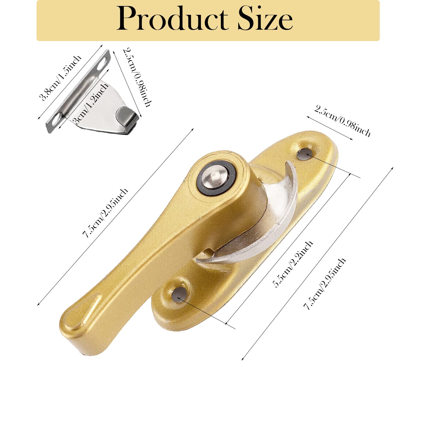 Window Lock for Windows & Doors - Zinc Alloy Adjustable Sash Latch 360° Rotatable Security Restrictor Fits PVC/Aluminum Frames - Image 2