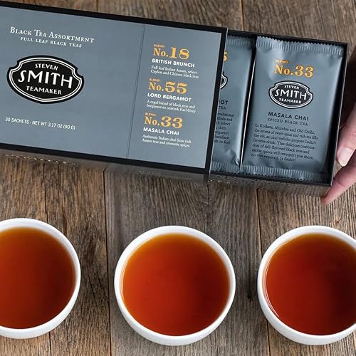 Smith Teamaker | Black Tea Gift Assortment | Earl Grey (10Ct), Breakfast Blend (10Ct), & Masala Chai (10Ct) | Sugar-Free, Non-Gmo, Plant Based Full Leaf Black Teas (30Ct Total) #TOP3