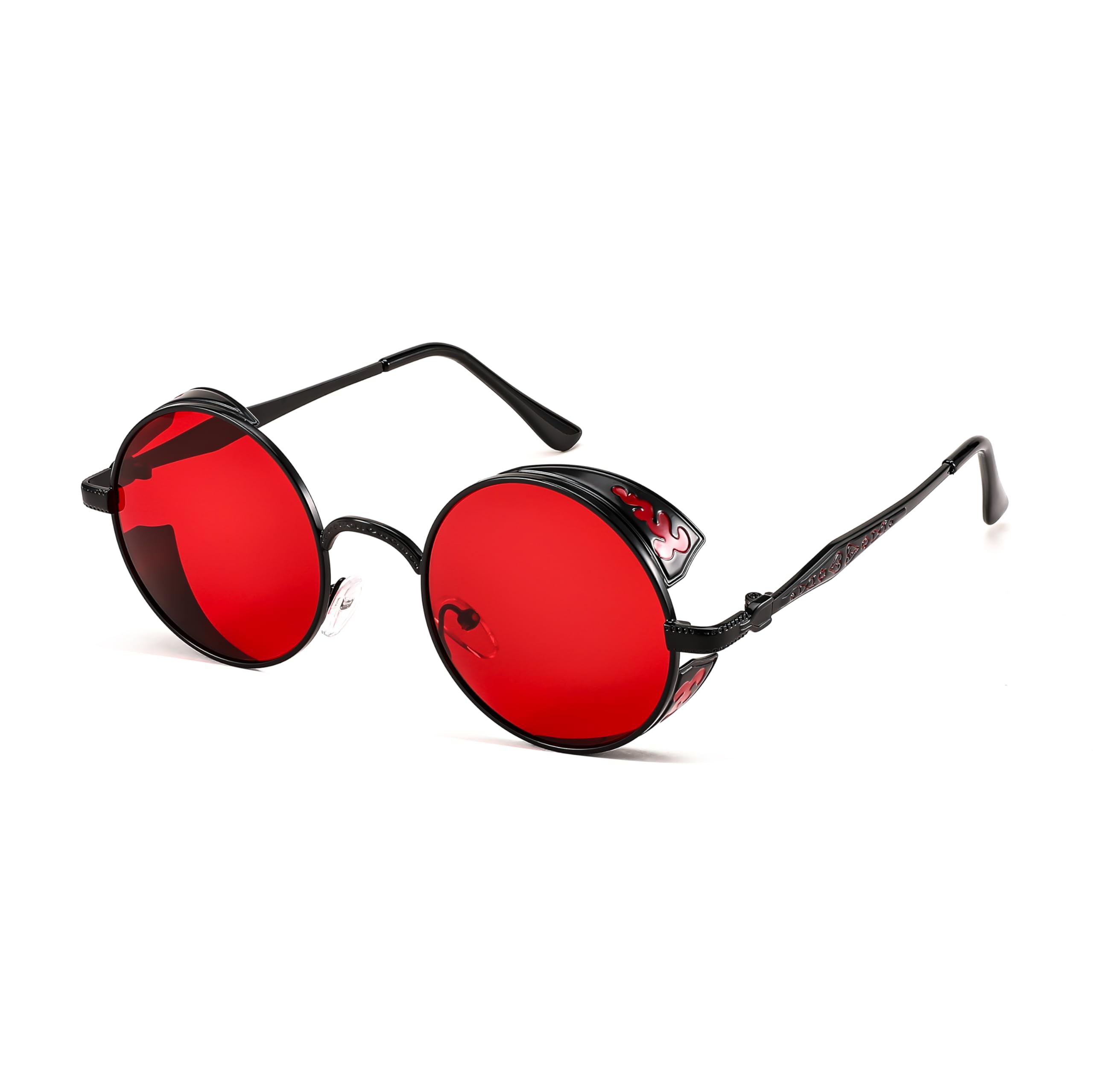 FEISEDY Retro Steampunk Sunglasses for Men Women, Round Metal Frame Gothic Vintage Style B2820