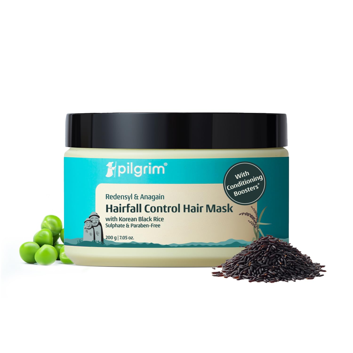 Pilgrim Redensyl & Anagain Hairfall Control Hair Mask with Black Korean Rice 200gm | Reduces Hair Loss Boost Hair Growth and Thickness| For Men & Women | Sulphate and Paraben Free |