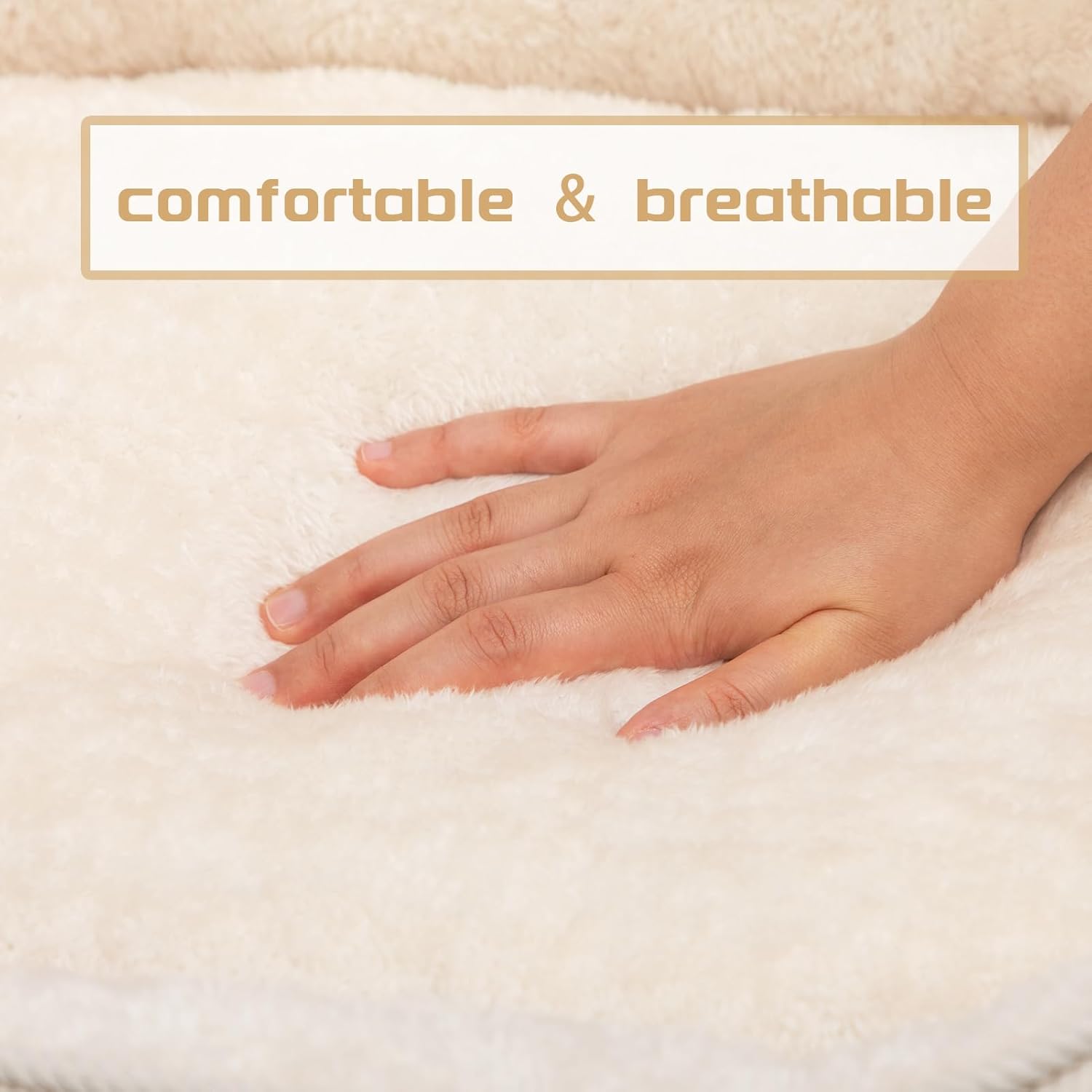 Hollypet Cat Bed Small Dog Bed Pet Bed for Cats and Puppy, Soft Pet Sleeping Bed Breathable Pet Cushion, Beige(55 * 45 * 15cm) 7 61l6VA09hUL. AC SL1500