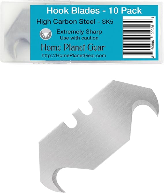 Hook Blade 10 Pack Utility Knife Hooked Razor Blades Ten Super Sharp Refill Blades in