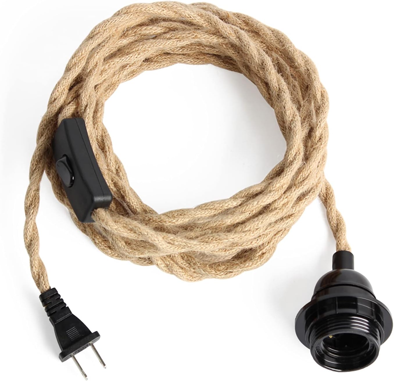 PRUNLLA Pendant Rope Light Cord Kit with Switch Plug in, 15ft Twisted ...