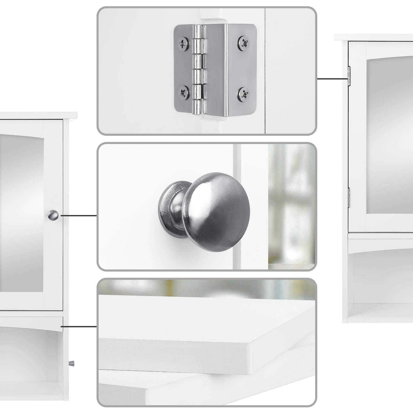 VASAGLE Mirror Wall Storage with Open Compartment and