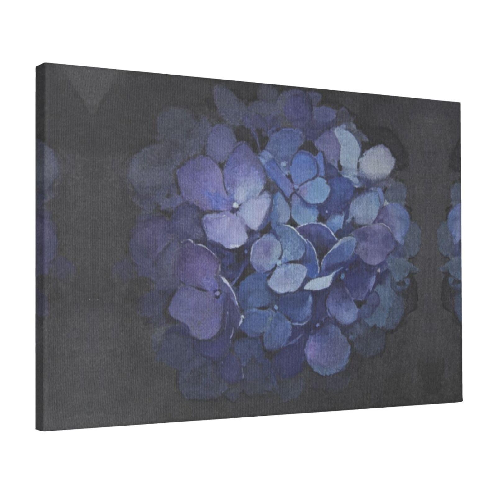 CNTDBU Dark Blue Bloom Canvas Wall Art 16x24 Inch-Large Modern Painting Print for Living Room, Framed Ready to Hang Artwork for Bedroom