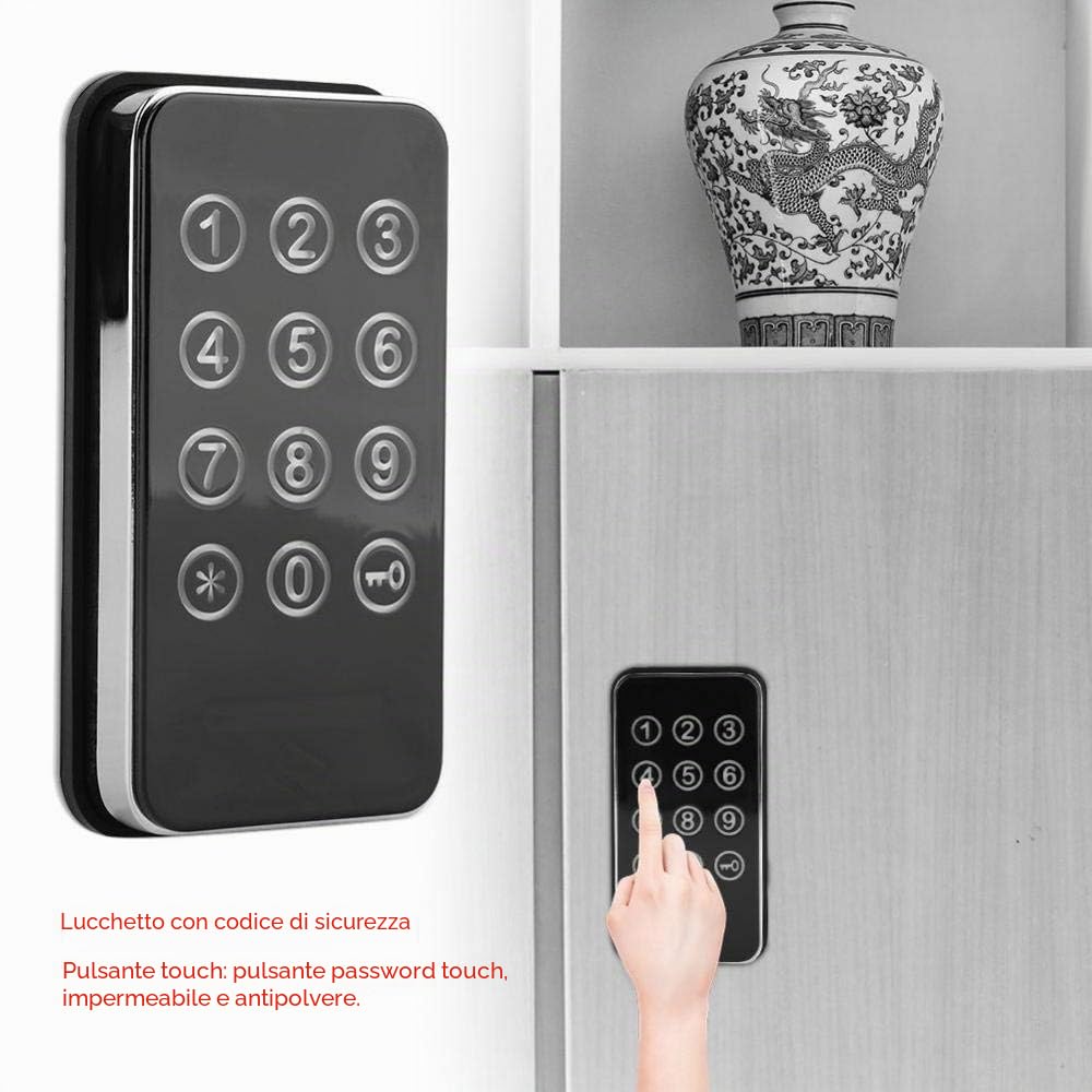 Ftvogue Serratura senza chiave con combinazione di codice cifre Kit serratura elettronica dell'armadio per cassette portautensili per sportelli Spa Nero
