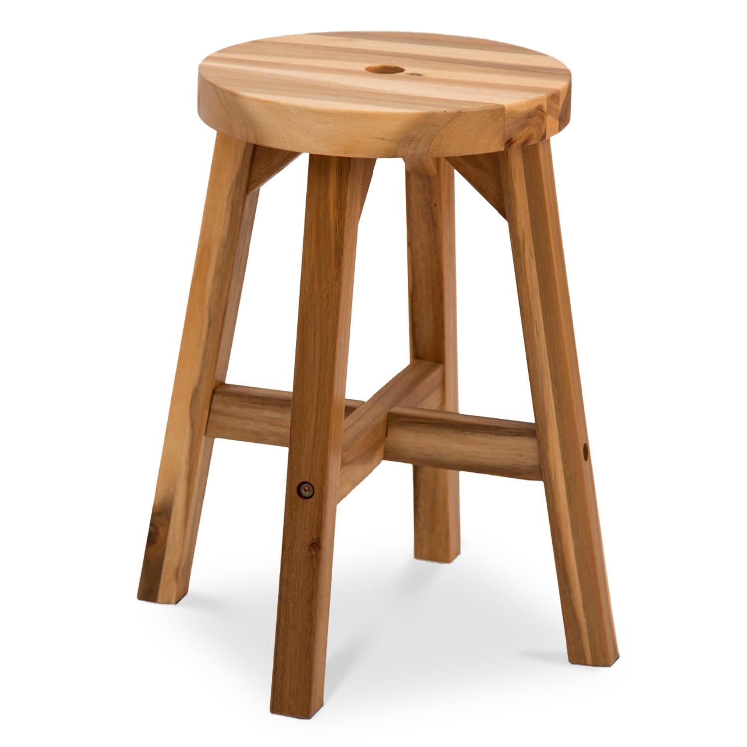 Amazon.com: BEEFURNI Round Wooden Stool, Acacia Wood 18 Inch Stool