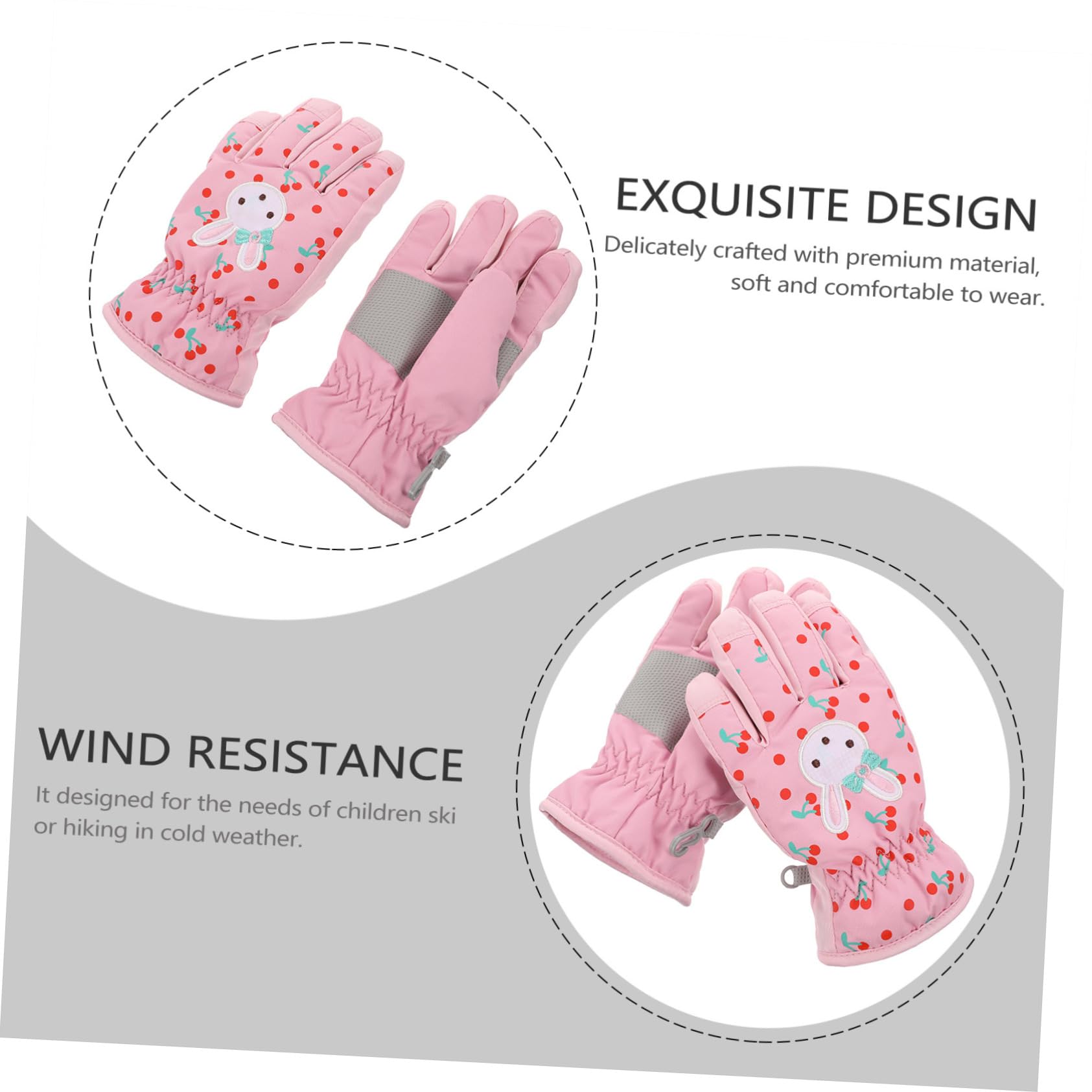 BESPORTBLE 3paare Winterliche Skihandschuhe Für Mädchen wasserdichte Und Winddichte Fäustlinge Mit Verstellbarem Bündchen Für Outdoor-aktivitäten Wie Skifahren Und Schnee Spielen