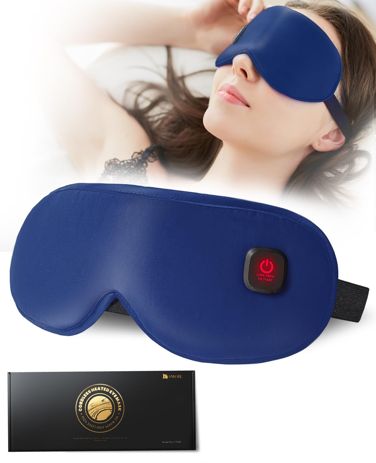 Cordless Heated Eye Mask for Dry Eye Relief Improved Sleep Electric Eye Heating Pad for Airplane Sleeping Travel