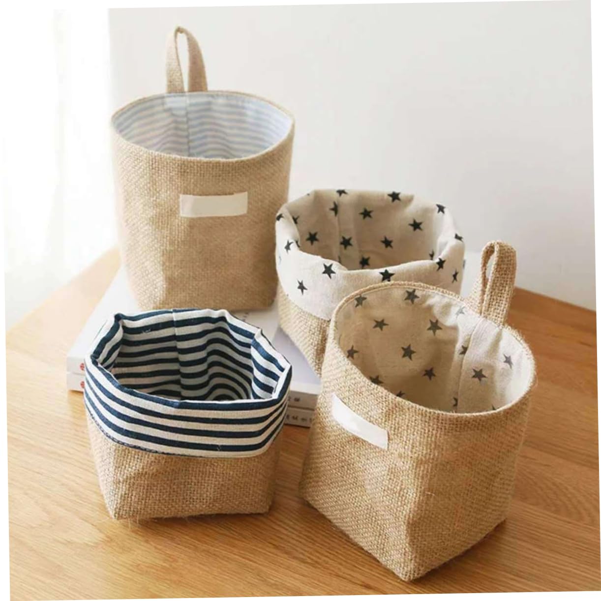 Cabilock 2Pcs Creative Hanging Storage Baskets Soft Organizer for Clothes Sundries Stylish Wall Mounted for Home Office Decor Star Dot Design