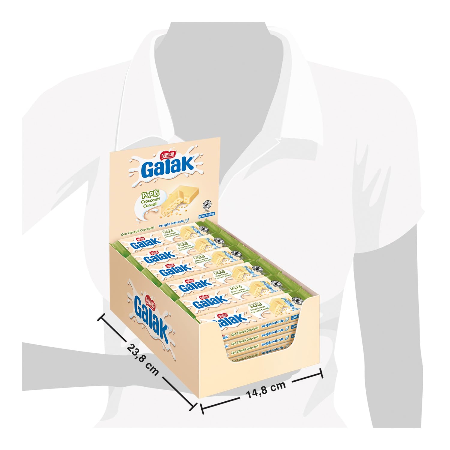 GALAK PoPri Weiße Schokoladentafel mit Müsli, 36 Riegel à 40 g (1,45 kg)