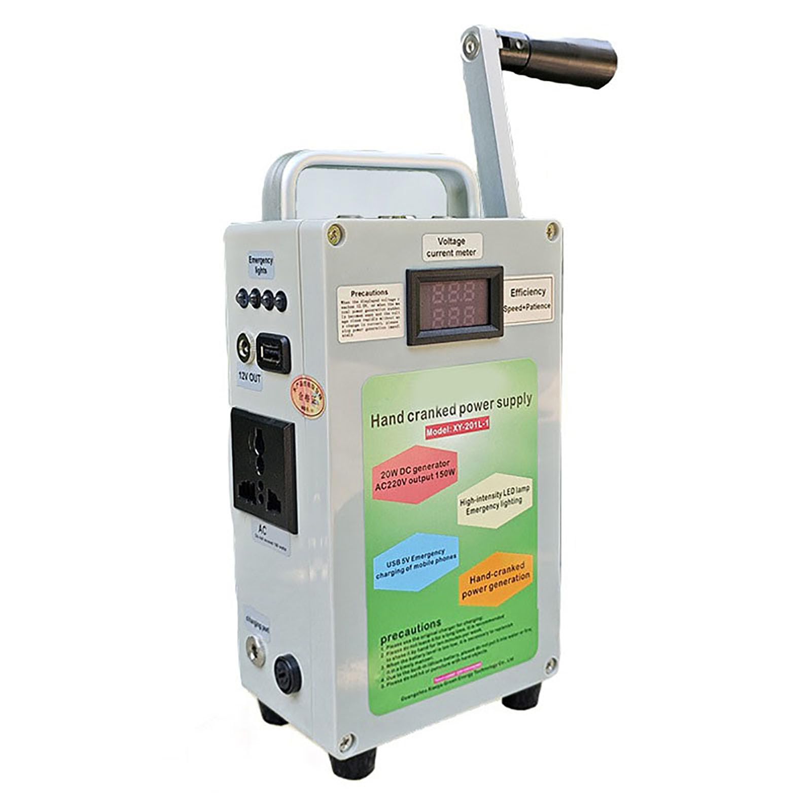 Generador De Cigüeñal Manual De 150w, Banco De Energía, Emergencia De Generador Portátil De Alta Potencia, Cargador Usb Para Actividades De Supervivencia Para Acampar De Viajes Al Aire Li(Size:AC220V)