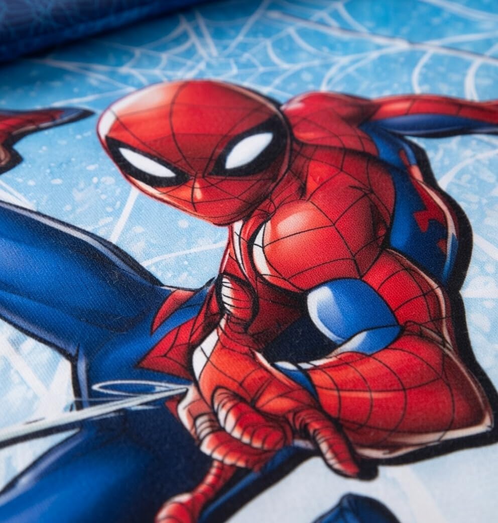 Spider-Man Pościel 140x200 + Poszewka 70x90 Niebieska Czerwona | Odwracalna pościel jednoosobowa | Bawełna naturalna oddychająca Oeko-Tex | Marvel | Chłopcy | Prezent | Dekoracja pokoju