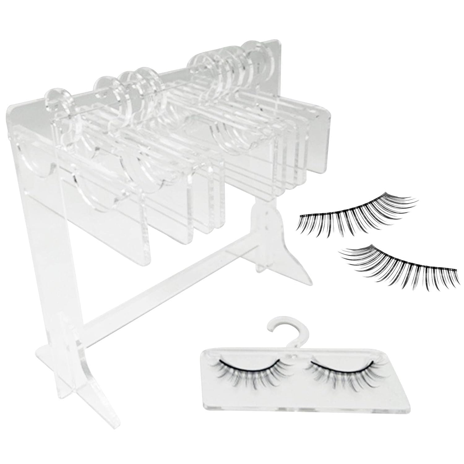 Eyelash Storage Eyelash Holder Rack with 10 Hangers, Mini Acrylic Eyelash Hanger
