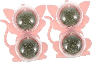 BCOATH 2 Peças Em Multiuso Bola De Peixe Bola Dupla Rotativa Doce Comestível Lambível Para Gato Catnip Giratório Em Forma De Gato Mastigar Dentes Suprimentos Naturais Brinquedo Brinquedo