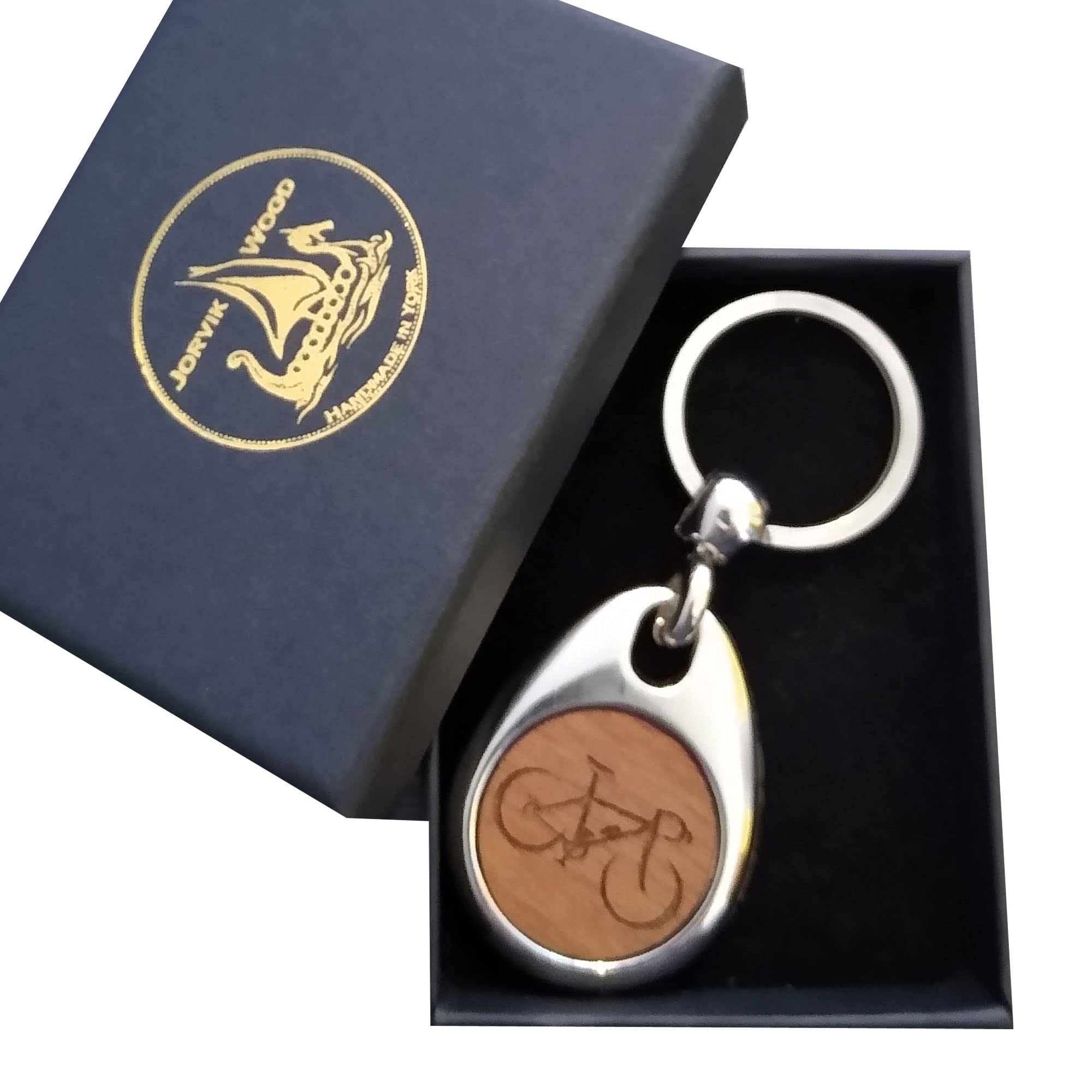 Jorvik Wood Bicycle Design Wooden Keyring with Gift Box