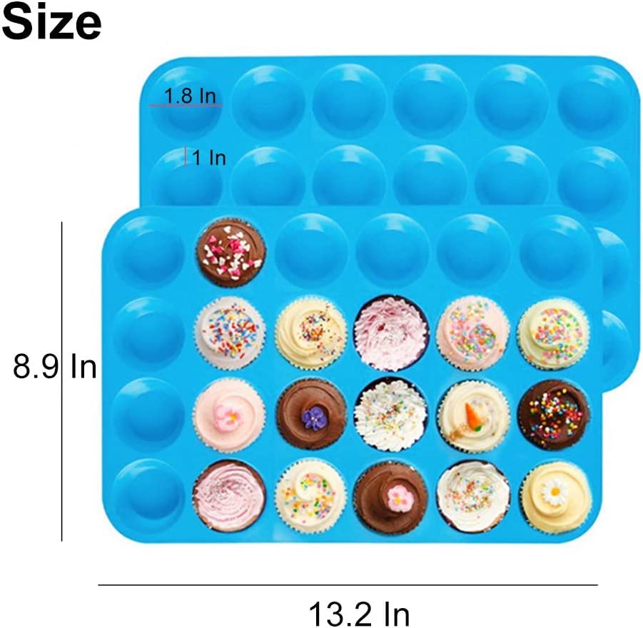 YIAGUN Mini Muffin Tray 24 Cup Silicone Muffins Pan, Non-Stick Cupcake Tin, Silicon Mould Bakeware - Image 4