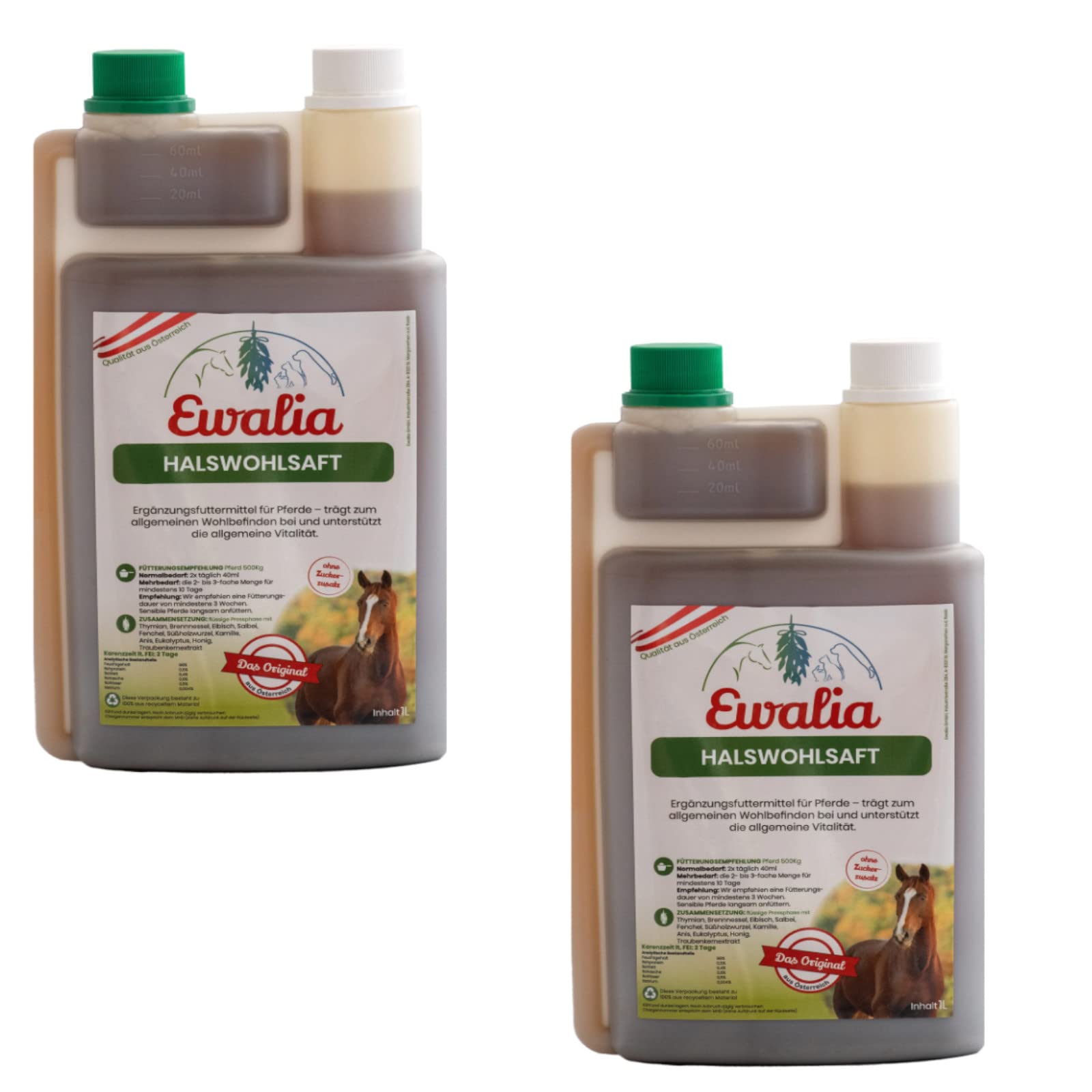 Ewalia Succo cervicale per cavalli, confezione doppia, 2 x 1 l