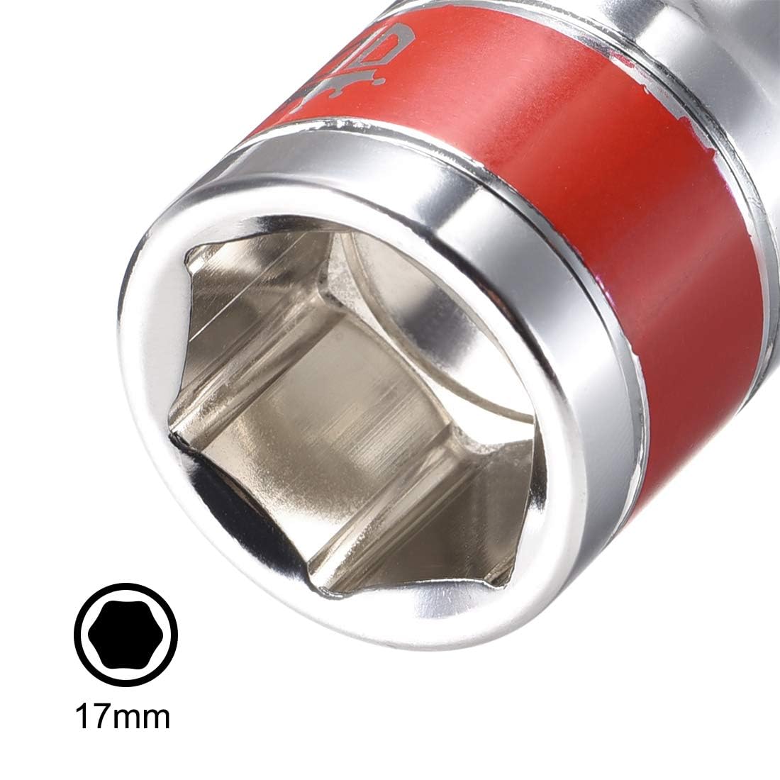 TA-VIGOR 1/2-Inch Drive by 17mm Shallow Socket with Red Band, Cr-V Drive Socket, 6-Point, Metric for Auto Repairing and Household - Image 4