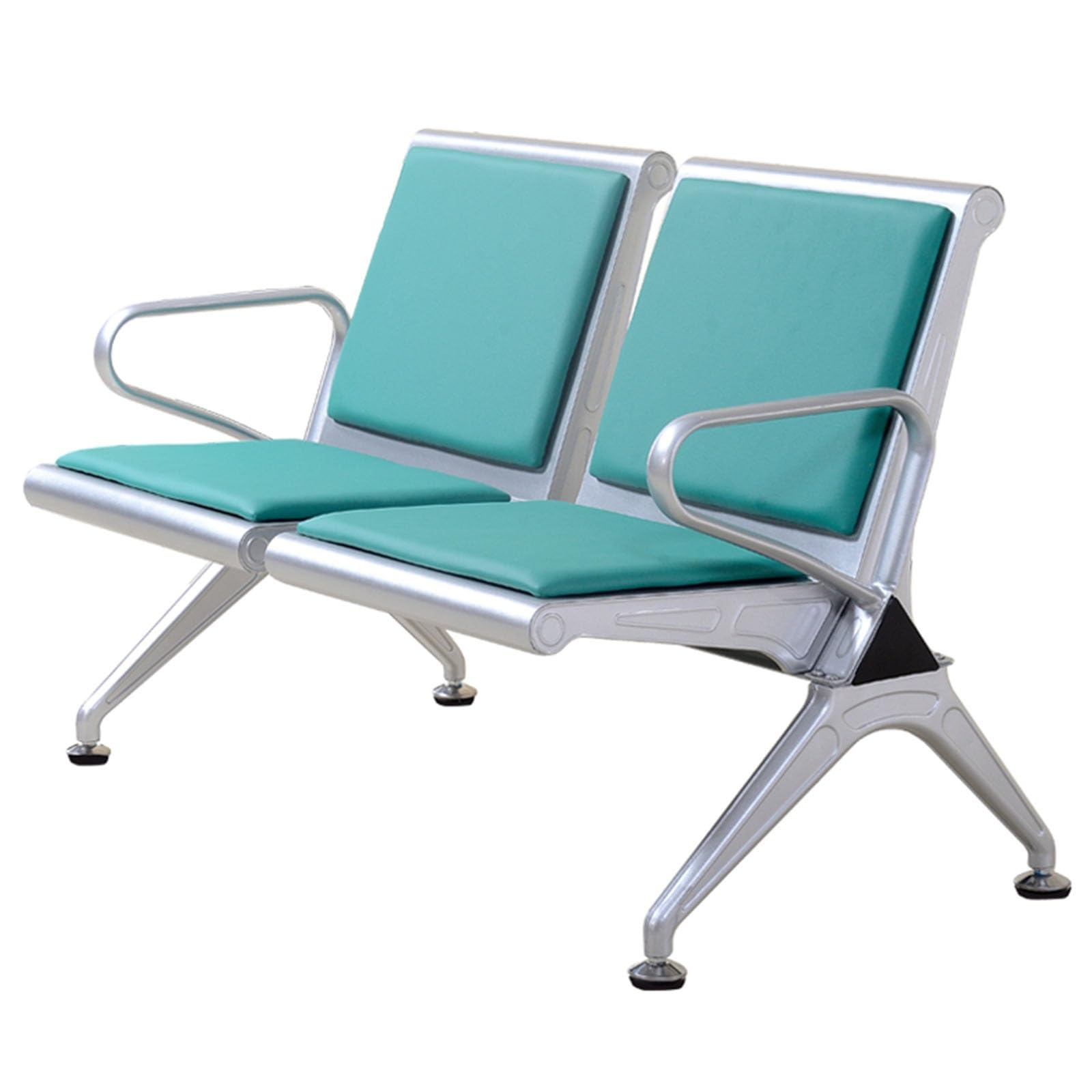 SaryEdge Green 2-Seater PU Chair with Armrests – Stylish & Durable Seating for Banks, Airports, & Halls – Comfortable Reception Furniture,