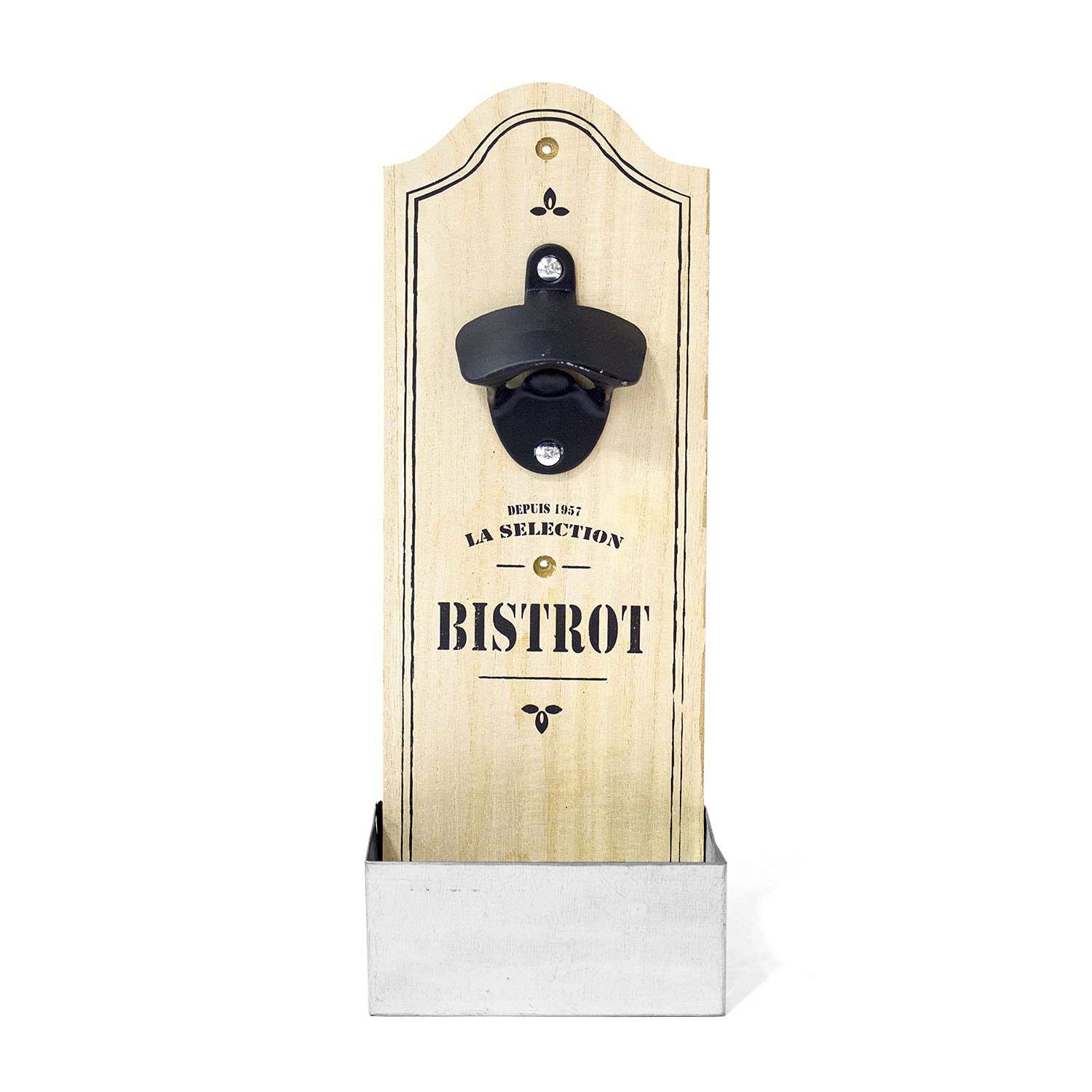 Bistrot ABREBOTELLAS DE PARED, Wood, Beige/Black, 11.2 x 7.1 x 30.6 cm