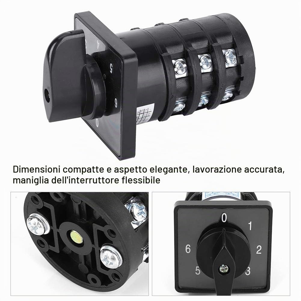 Commutatore Selettore 7 Posizioni 500V 20A con 12 Terminali per Applicazioni Industriali