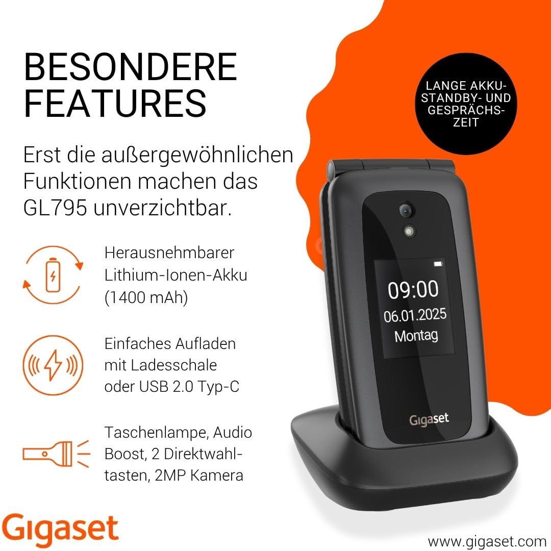 Gigaset GL795 Feature Phone, dunkelgrau