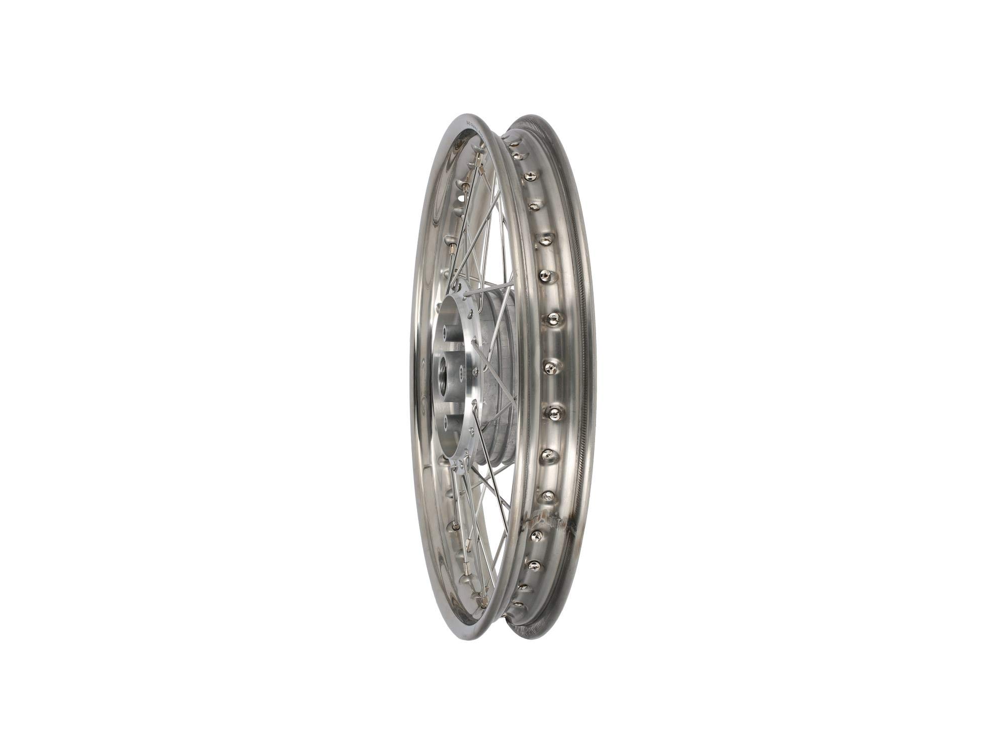 MZA Koło szprychowe 1,6 x 16" felga ze stali szlachetnej + szprychy ze stali nierdzewnej - Simson S50, S51, KR51 Schwalbe, SR4