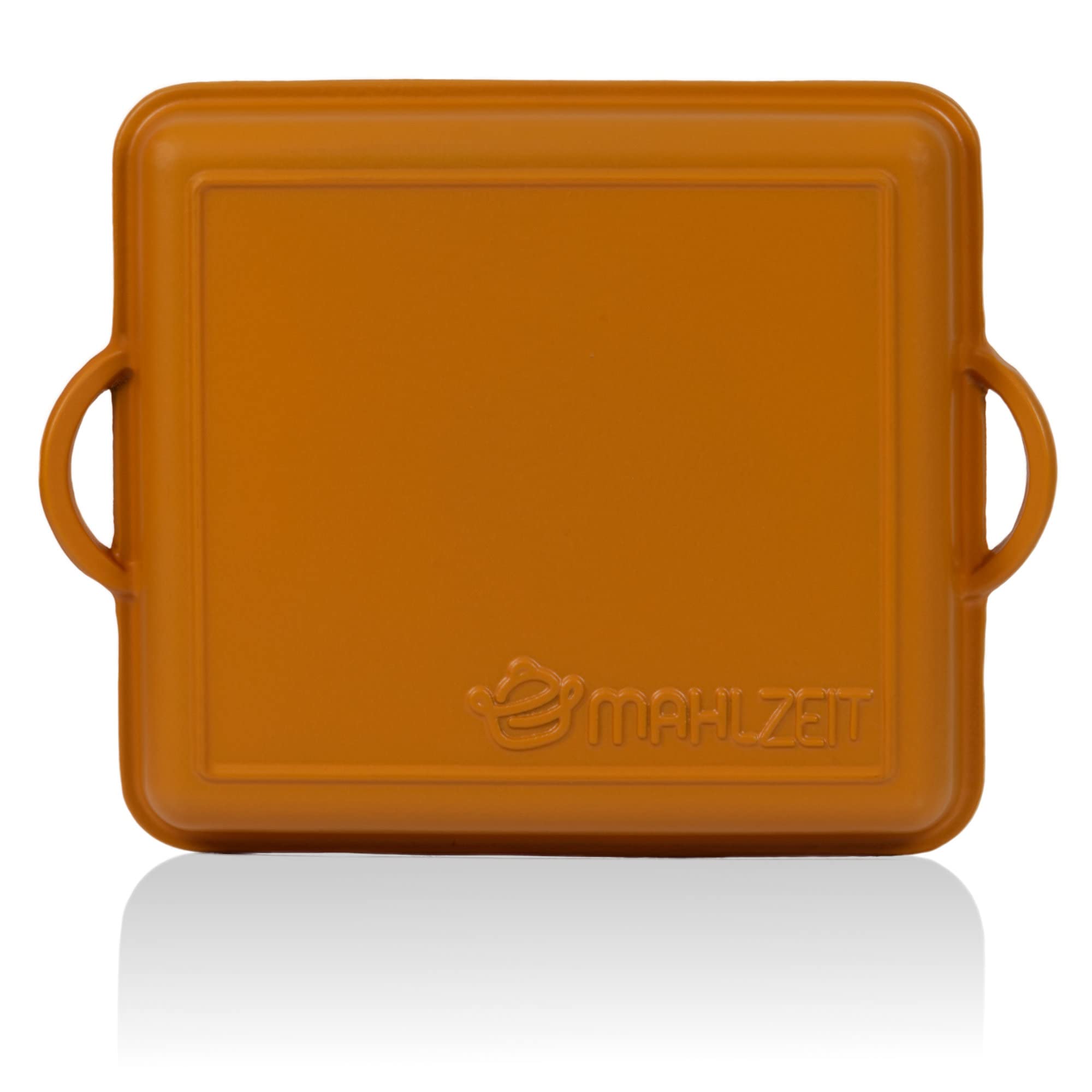 Mahlzeit Rostiera in ghisa smaltata | 10,8 litri | Superficie ruvida | Sunny Orange | Rostiera 2in1 con padella | Rostiera con coperchio adatta al forno, rostiera smaltata adatta all'induzione