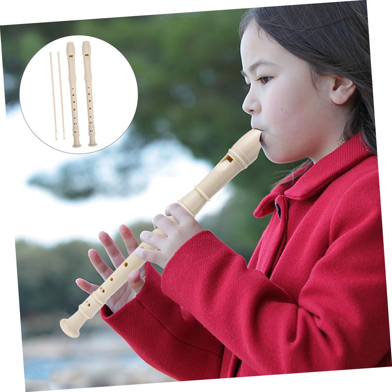 Clarinete Infantil de 8 Agujeros Beige de Resina, 1 Set | Instrumento Musical para Niños y Principiantes, Superficie Lisa sin Rebabas, Decoracion Colegio