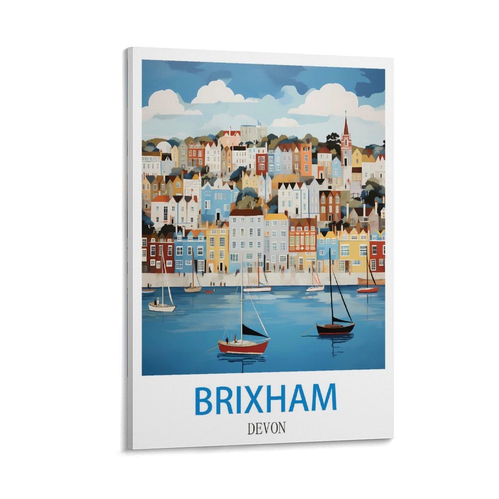 FZYUEN Brixham Devon Vintage Travel Posters 08x12inch(20x30cm) Canvas Wall Art Prints for Wall Decor Room Decor Bedroom Decor