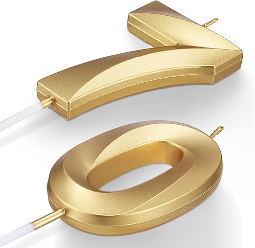 Vista 3 de 70th Birthday Candles Numbers for Cakes Candle Happy Seventieth Birthday 3D Designed Wedding Anniversary Party Cake Topper Decorations (70, Gold)