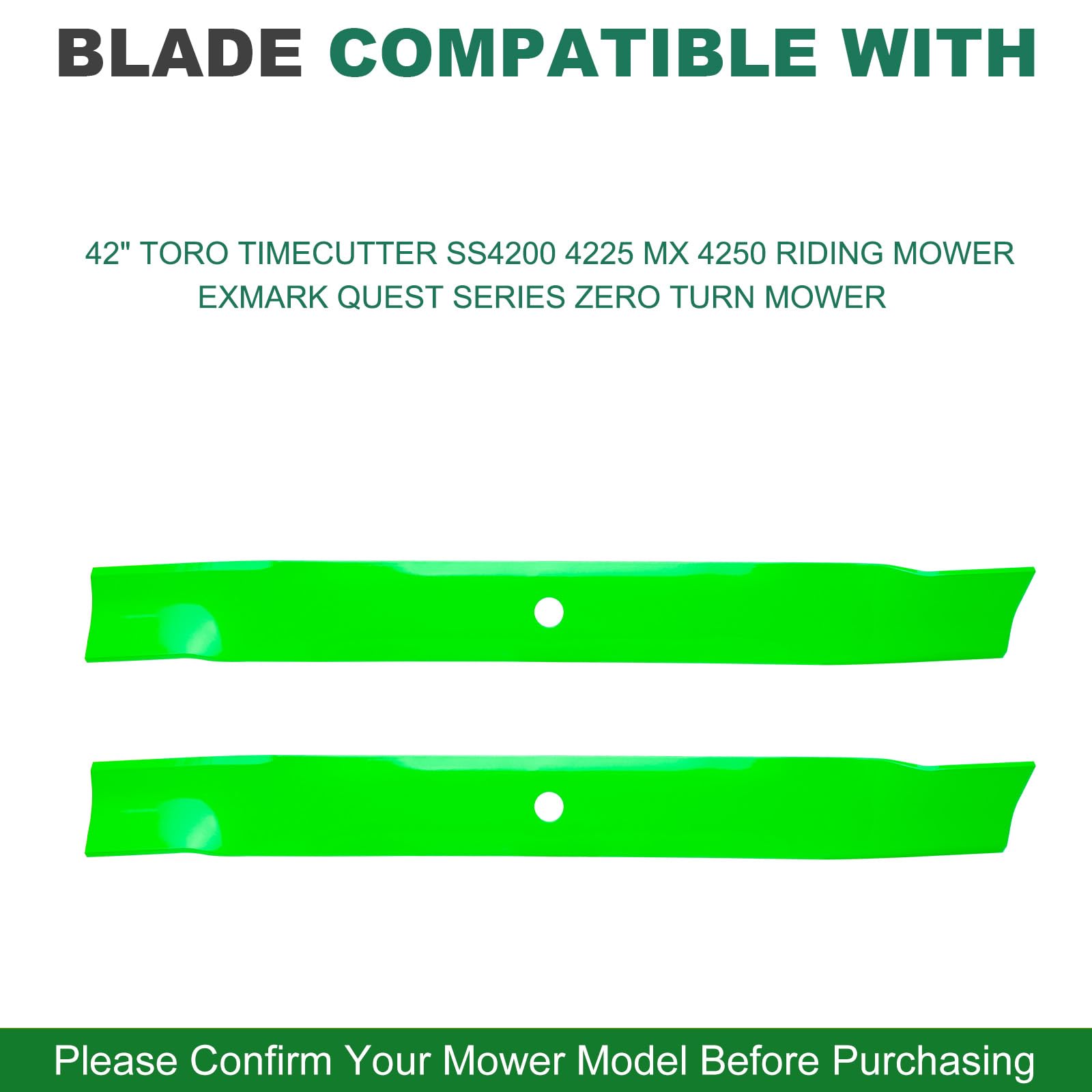 131-3939-03 131-3939-03p 106-22747-03 Lame per tosaerba ad alta capacità compatibili con tosaerba Toro TimeCutter SS4200 4225 MX 4250 Ex Mark Quest Series Zero Turn Mower (confezione da 2)