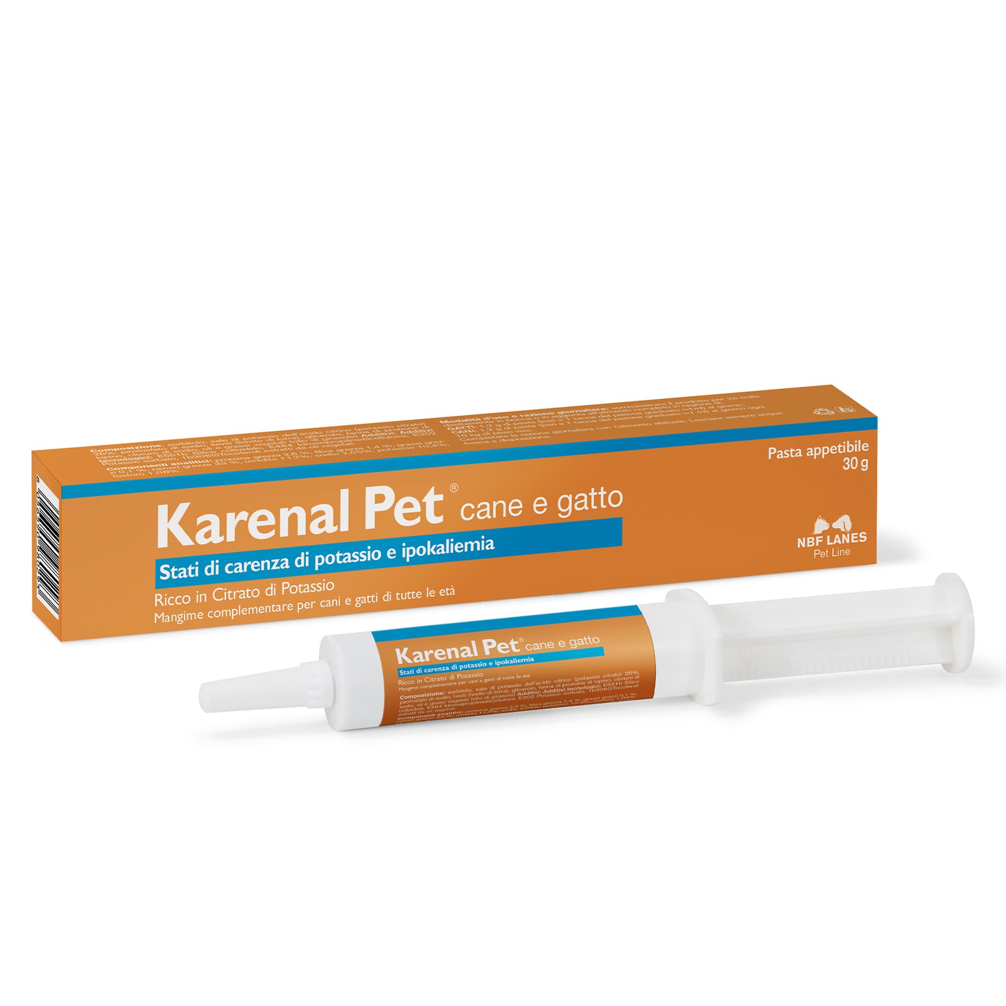 NBF Lanes | Karenal Pet Cane e Gatto, Pasta Appetibile 30 g, per gli Stati di Carenza di Potassio e Ipokaliemia