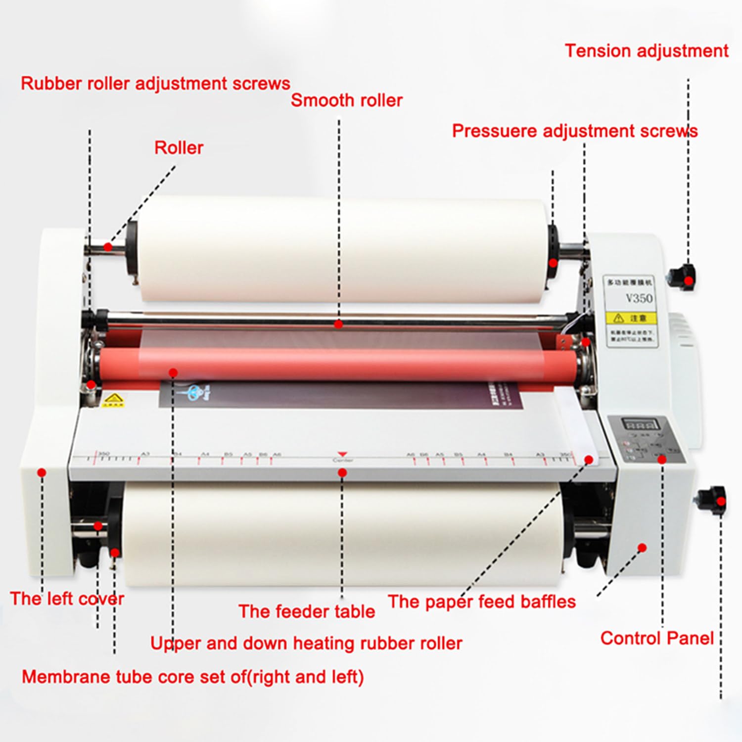 700w Desktop A3 A4 Laminator Rolkowy Na Gorąco I Na Zimno Dwustronne Automatyczne Nawijanie Elektryczne Maszyny Do Laminowania Na Gorąco 350Mm,220V
