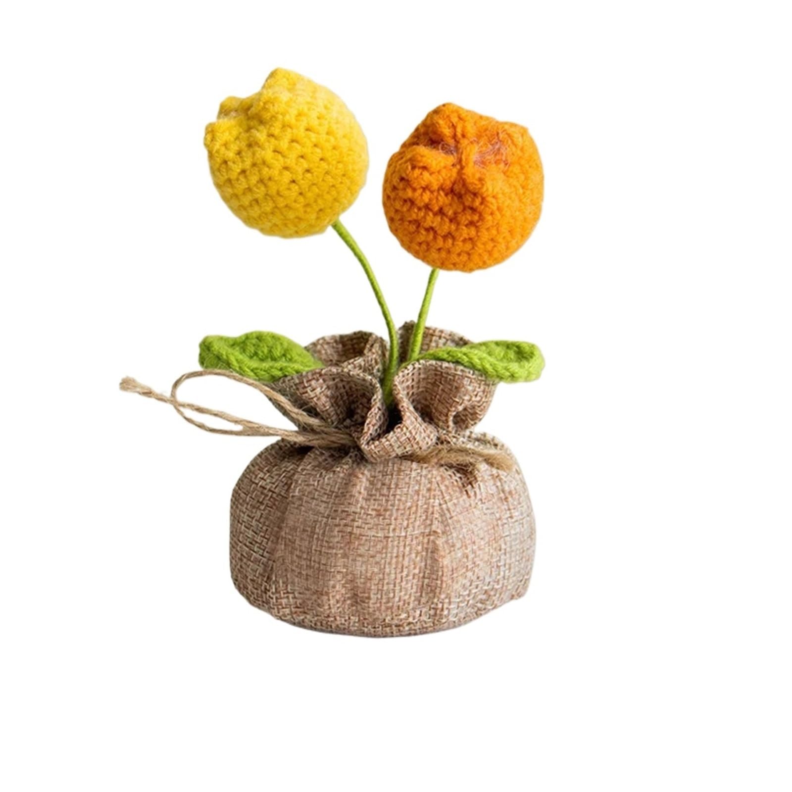 ZHSOAO Knitted Flowers Potted Cute Crochet Knitting Flower Wedding Guest Gift for Weddings Birthdays(Color6)