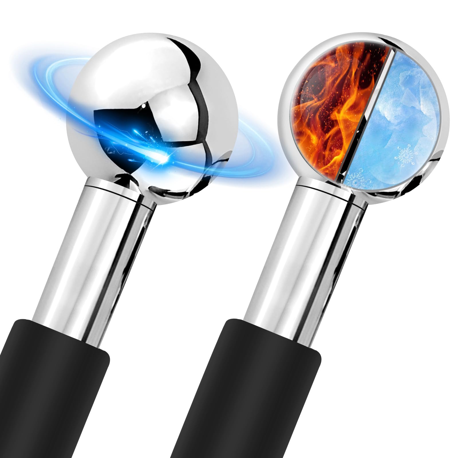 CGBE 2Pcs Facial Ice Globes, Globes de Glace en Acier Inoxydable pour Masser Visage, Boules Refroidissement de Massage Faciales, Réduit Les Cernes et Les Poches, Améliore la Circulation Sanguine