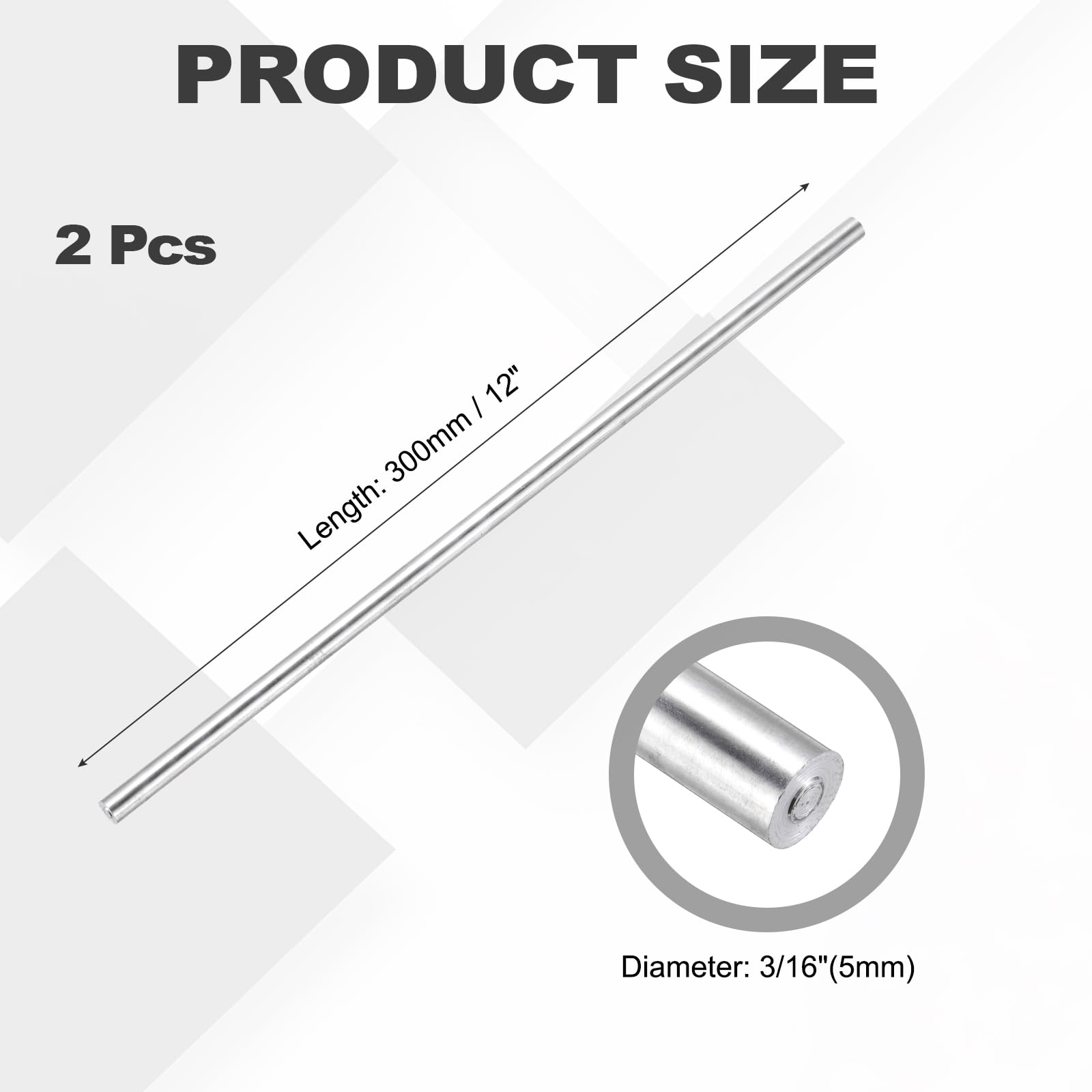 QUARKZMAN Aluminiowy pręt okrągły 5 mm x 300 mm 6061 aluminiowy drążek masywny metalowy pręt obrotowy do samodzielnego wykonania samochodu (odcień srebrny)