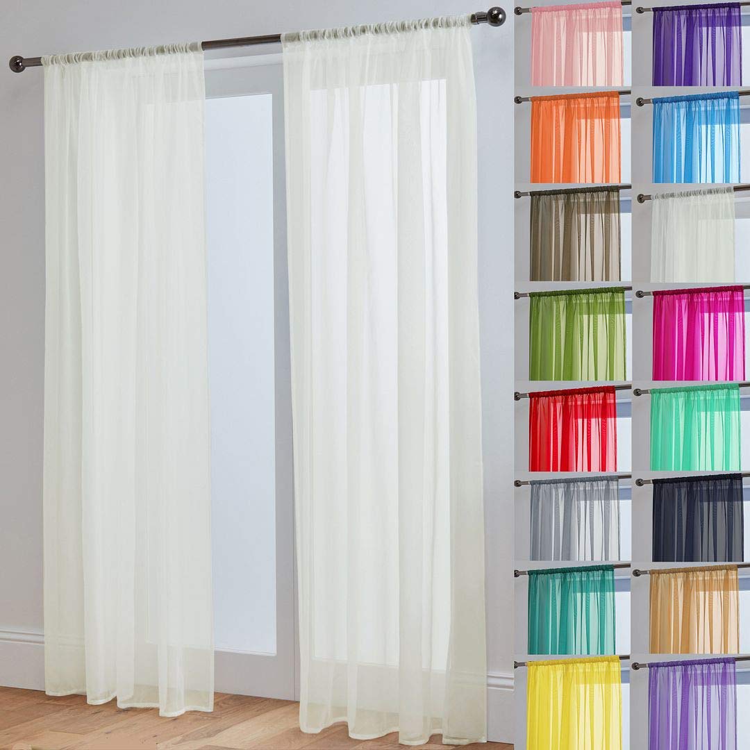John Aird Lucy Voile Curtains - Rod Pocket Slot Top - Pair Net Curtains - 2 Panels (Cream, W 58" x L 108") โ image 1