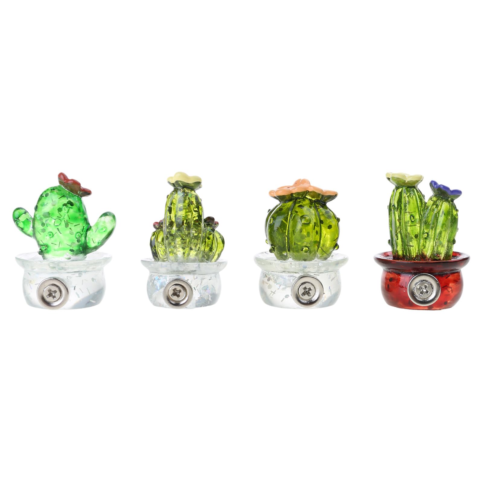 MALSSE Of 4 Clear Resin Magnets Decals Magnets Cartoon Cactus Design Fridges Decorative Sticker Refrigerator Sticker