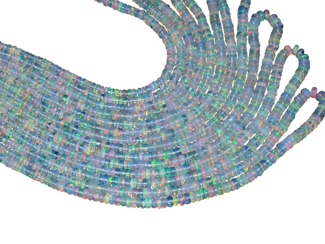 AAA+ äthiopischer Welo Opal Edelstein Glatte 3mm-5mm Rondelle Perlen | Natürlicher äthiopischer Welo Feueropal Edelstein Lose Rondelle | 8-Zoll-Strang