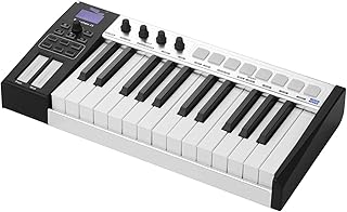 Keyboard Piano 37 Portable MIDI Controller Keyboard Semi-weighted Keys 8 RGB Backlit Trigger Pads LED Display