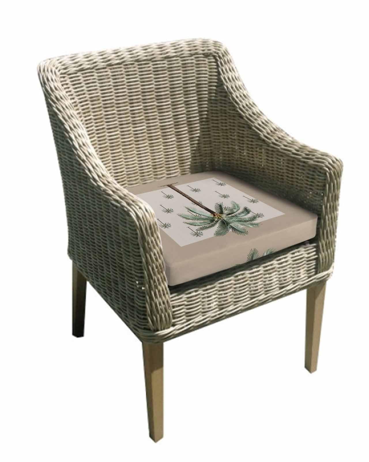 2 Pack Summer Palm Tree Waterproof Cushion Covers with Ties, Outdoor Patio Chaise Lounge Chair Seat Cushion Slip Covers Replacement(Only Cover) Farmhouse Green Tropical Plants 22