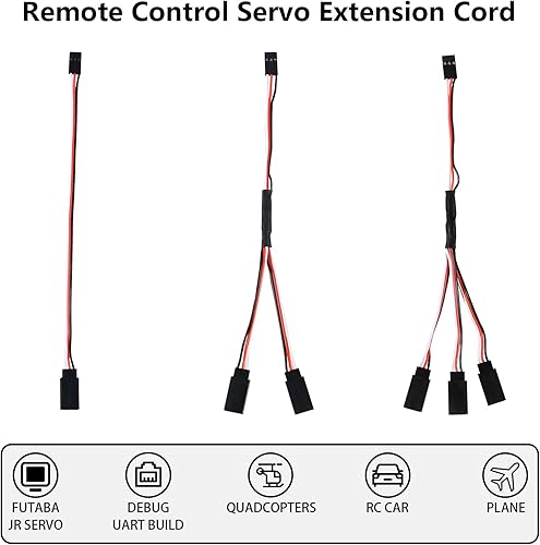 Miniatura 9 de QCCAN 12 piezas de 3 pines JST divisor de enchufe JST macho a hembra cable de extensión servo RC cable JST macho hembra Y compatible con RC JR