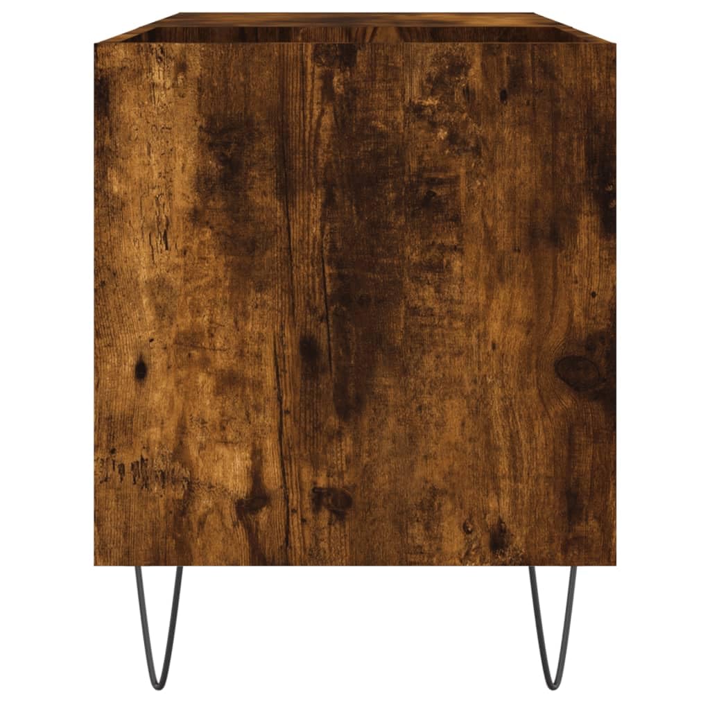Szafa płytowa, dąb wędzony, 85 x 38 x 48 cm, materiał drewnopochodny ze stabilną górną płytą do gramofonów i urządzeń elektronicznych, idealna do salonu i miłośników muzyki
