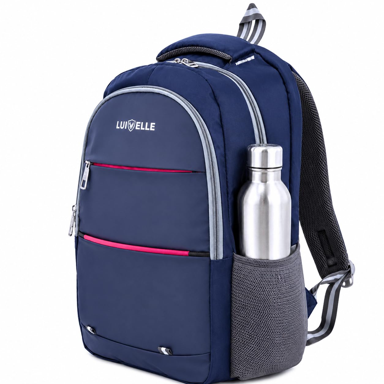 Krishli India Casual Backpack for Men & Women | 30L Polyester Laptop Backpack | Navy Blue | Lightweight Water-Resistant School College Office Travel Bag | 12x18x6 Inch-image-46