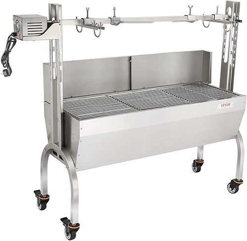 Miniatura 12 de VEVOR Parrilla de asador de acero inoxidable con parabrisas, parrilla de asador de carbón de cordero de cabra de cerdo entero para barbacoa, motor