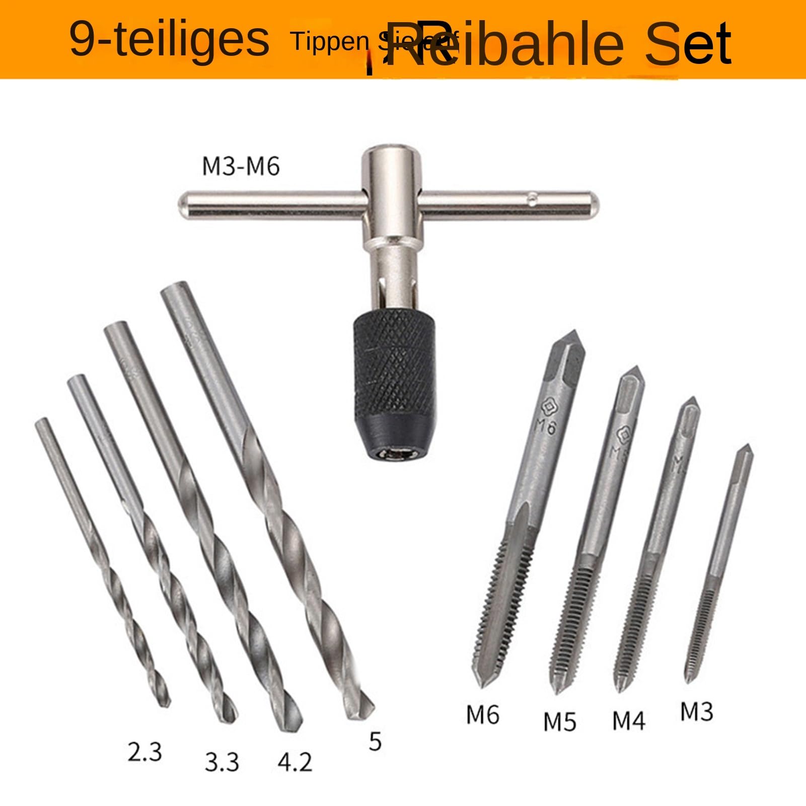 Metrisches Gewindebohrer-Set – Legierter Stahl, 9-teilig | Gewindebohrer Mit Hahngriff | Metrisches Gewindebohrer- Und Schneideisenset | Gewindemacher-Werkzeug Für Profis, Anfänger, Heimanwender, Zum