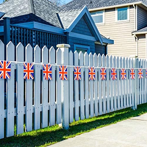 10m/33ft Long Union Jack Bunting with 30 Fabric Flags Queen's Platinum Jubilee Banner For Wedding Sporting Royal Events Pub Office BBQ Street Party Support