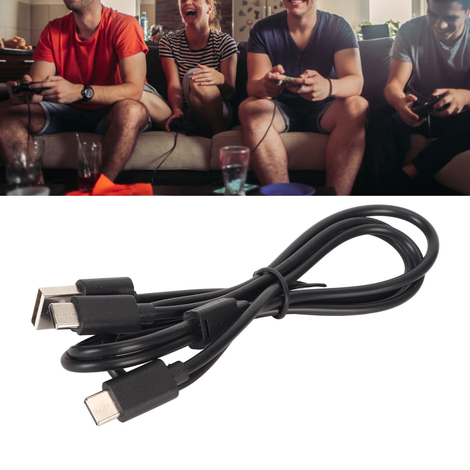 Cable de Carga Divisor Tipo C de Puerto Dual, Cable de Carga Multi USB C 2 en 1 para PS VR2 para para Switch, para Switch OLED, 2.8 Pies